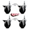 Service Caster 4 Inch Hard Rubber 10 MM Threaded Stem Caster Set with Brake SCC-TS20S414-HRS-PLB-M1015-4 - alternate 2